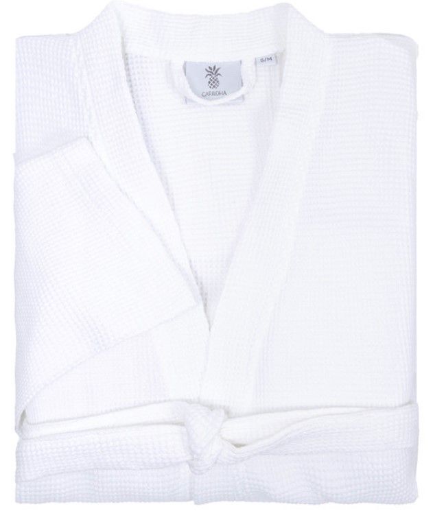 Cariloha White Viscose and Turkish Cotton Blend Large/Extra Large Women’s Waffle Knit Robe-0