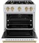 ZLINE Classic Autograph Edition 30" Satin Stainless Steel Pro Style Dual Fuel Range with White Matte Door and Champagne Bronze Accents-1