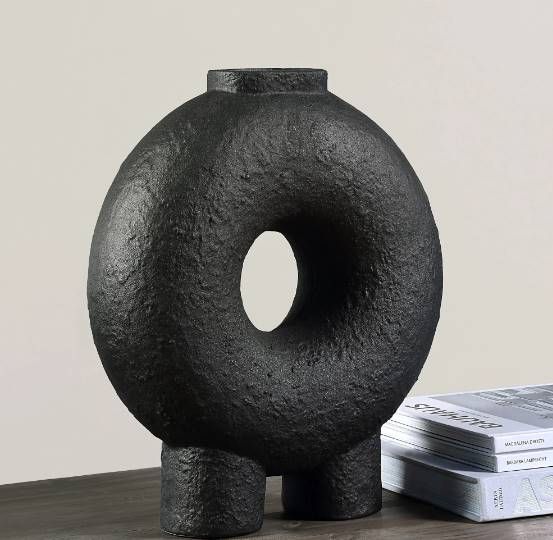 Renwil® Ezra Glazed Textured Matte Black Vase-4