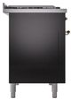 Ilve® Nostalgie II Noblesse 48'' Glossy Black Pro Style Dual Fuel Range with Brass Trim-2
