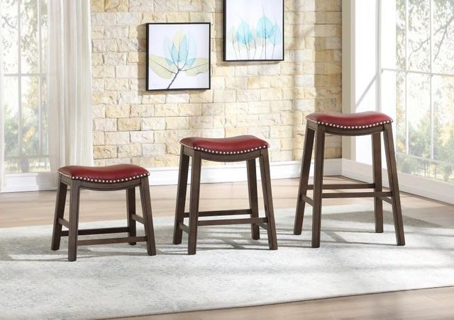 Mazin Furniture Red 18" Upholstered Stool-3