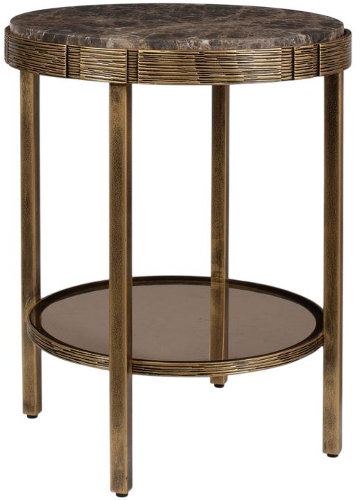 Uttermost® Cusano Antique Brass Round Marble Accent Table-0