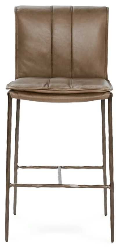Classic Home Mayer Adobe Tan/Bronze 26" Leather Counter Stool-2