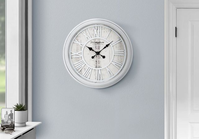 Monarch Specialties Inc. Grey 20" Round Wall Clock with Roman Numerals on Grey Background-2