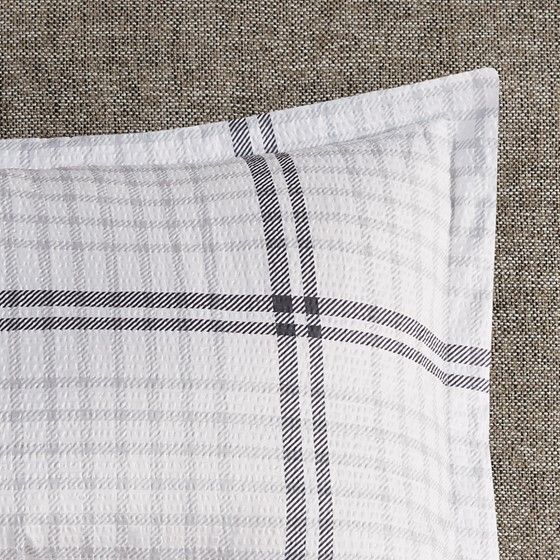 Olliix by Madison Park Fillmore 8 Piece Printed Seersucker Grey King/California King Comforter and Coverlet Set Collection-2