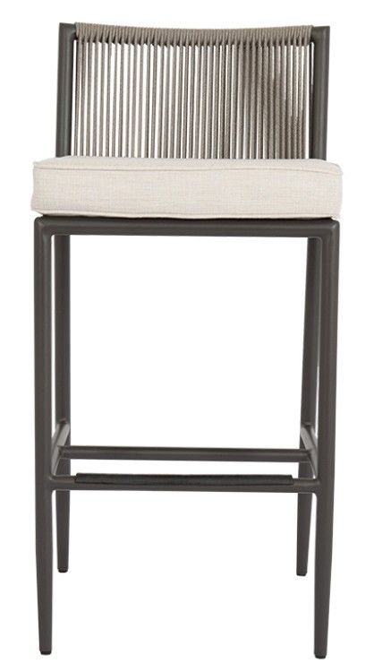 Sunset West Pietra Stone Gray Aluminum/Olefin Rope Outdoor Counter Stool with Echo Ash Cushion-1