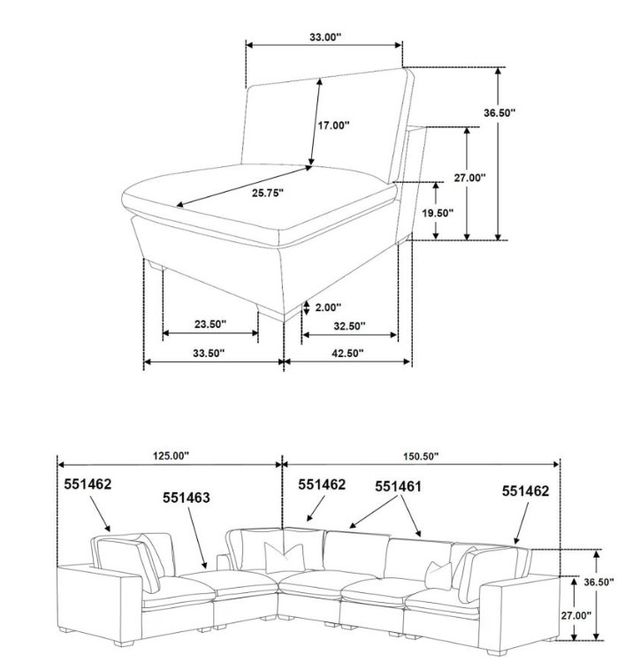 Coaster® Lakeview 6-Piece Ivory Upholstered Modular Sectional Sofa-3