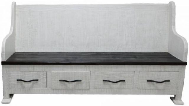 Million Dollar Rustic Frosted White Bench with Drawers-0