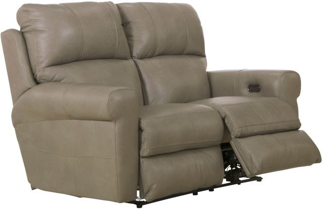Catnapper® Torretta Putty Leather Power Lay Flat Reclining Loveseat-1