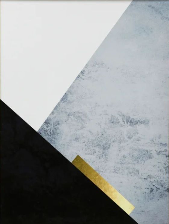 Stylecraft Dark Blue Mountain Black/Chrome/Gold/White Wall Art-1