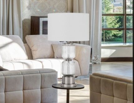 Cal® Lighting & Accessories Bresso Brushed Steel Table Lamp-1
