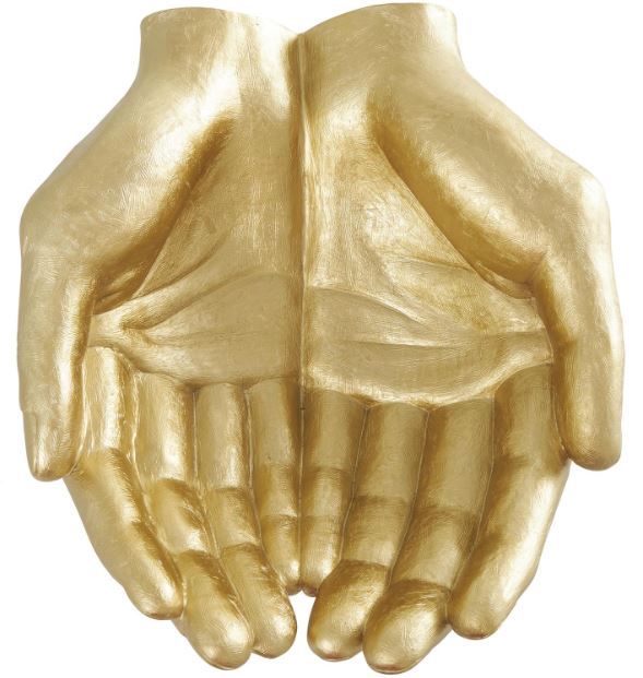 Deco Marche Gold Polystone Hands Open Decorative Sculpture-0