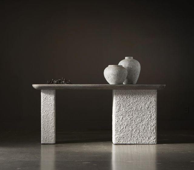 Bernhardt Monolith Puma Console Table Millstone Base-1