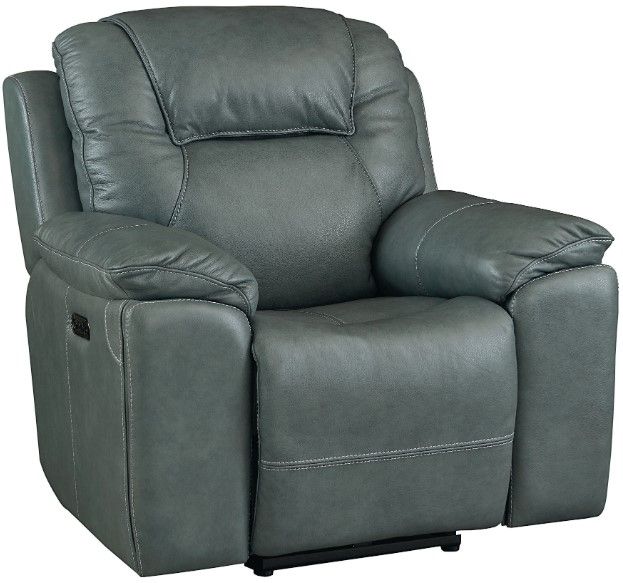 Bassett® Furniture Club Level Chandler Blue Gray Leather Wallsaver