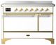 Ilve® Majestic III 48" White Pro Style Induction Range with Solid Door and Brass Trim-0