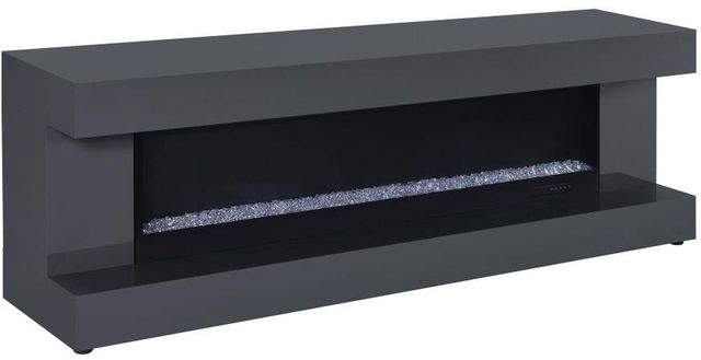 Coaster® Mallory Gray High Gloss TV Stand Fireplace Console-0
