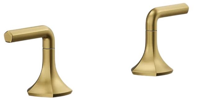 KOHLER® Occasion® Vibrant Brushed Moderne Brass Lever Bathroom Sink Faucet Handles-0