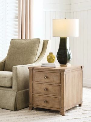 American Drew Chastain Woodfield Brown Chairside Chest