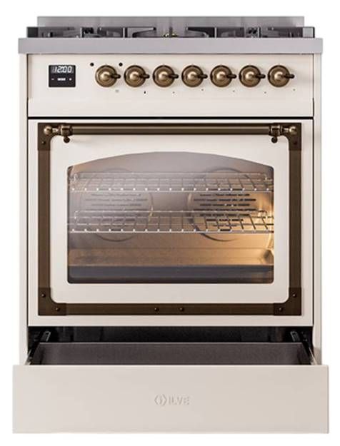Ilve® Nostalgie II Noblesse 30" Antique White Pro Style Dual Fuel Range-2