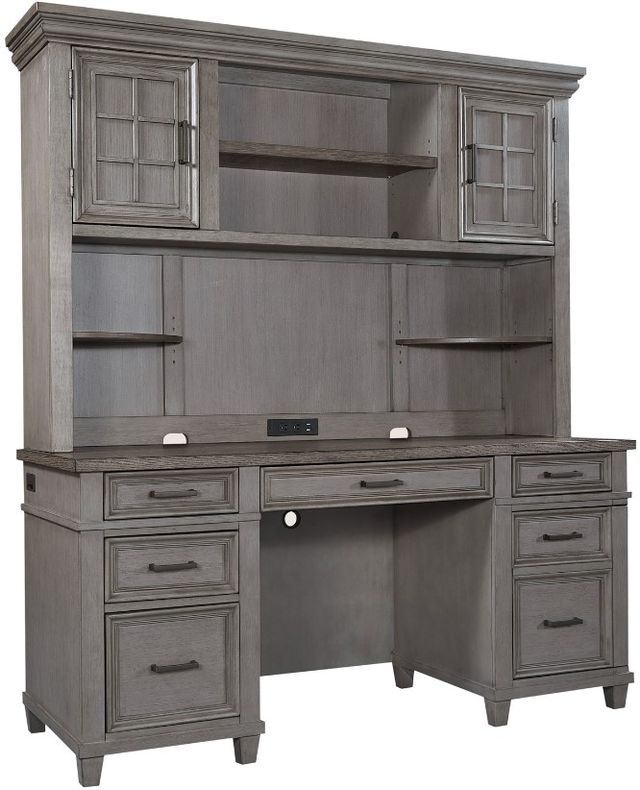 aspenhome® Caraway Aged Slate Credenza Desk and Hutch-0