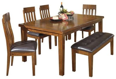 Front view of the Signature Design by Ashley® Ralene 6-Piece Medium Brown Dining Room Set