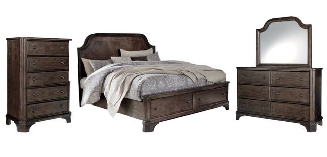 Signature Design by Ashley® Adinton 4-Piece Brown King Panel Storage Bed Set-0