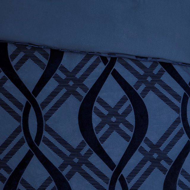 Olliix by Madison Park 3 Piece Navy King/California King Dolores Velvet Duvet Set-3