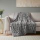 Olliix by Madison Park Luxury Ruched Fur Grey Throw-4