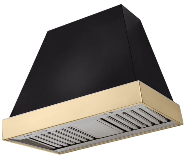 AGA Euclid 36" Matte Black Wall Mounted Range Hood  with Polished Brass Trim-0