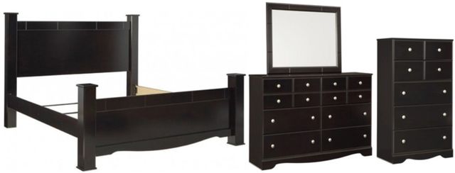 Signature Design by Ashley® Mirlotown 4-Piece Almost Black King Poster Bed Set-0