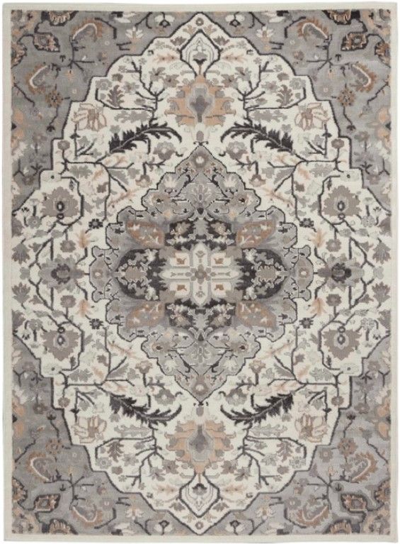 Nourison Home™ Elation Ivory Gray 5'x7' Style 1 Area Rug-0