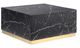 Mazin Furniture Astraia Black Faux Marble Small Cube Coffee Table with Brushed Gold Base-0