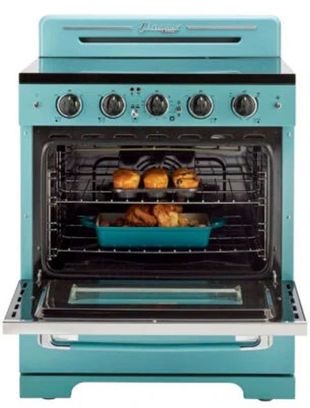 Unique® Appliances Classic Retro 30" Ocean Mist Turquoise Slide-In Electric Range-2