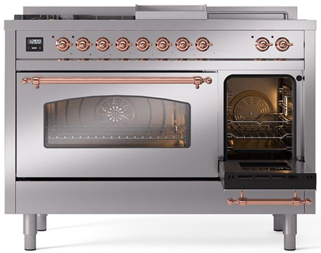 Ilve® Nostalgie II Series 48" Stainless Steel Pro Style Dual Fuel Range-3