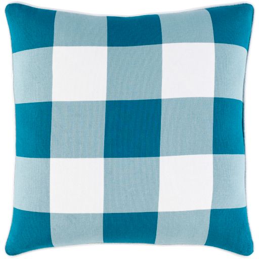 Surya Buffalo Plaid Aqua 20"x20" Toss Pillow with Polyester Insert-0