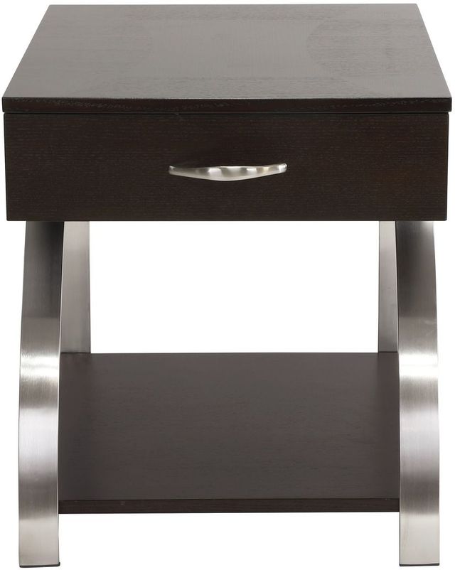 Homelegance® Tioga Espresso End Table with Chrome Metal Frame-2