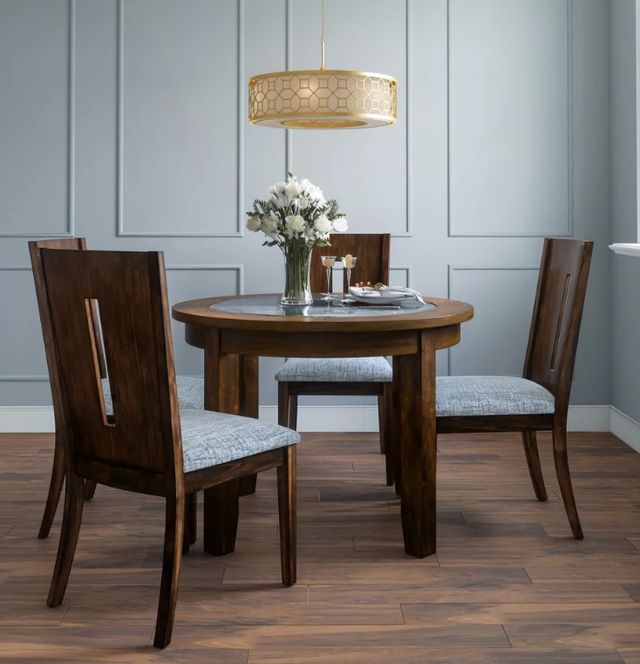 Jofran Inc. Urban Icon Glass Top Round Dining Table with Merlot Base-1