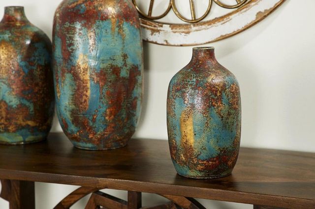 Deco Marche Multi-Colored 7" Ceramic Handmade Distressed Vase-3
