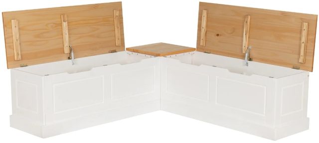 Linon Norah Natural/White Nook Bench with Cushion Set-3