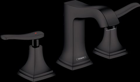 Hansgrohe Metropol Classic Matte Black 4" Widespread Faucet with Lever Handles and Pop-Up Drain-0