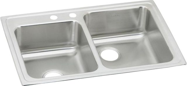 Elkay Lustertone® Classic Lustrous Satin 33" x 22" x 7-7/8" 2-Hole Offset 40/60 Double Bowl Drop-In Sink-0
