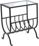 Monarch Specialties Inc. Glass Top Side Table with Stardust Brown Metal Frame -0