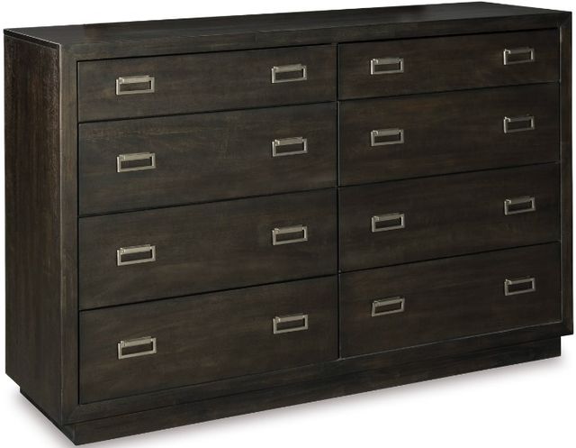 Signature Design by Ashley® Hyndell 4-Piece Dark Brown Queen Upholstered Panel Bed Set-2