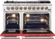 FORNO® Capriasca 48" Stainless Steel Pro Style Gas Range with Red Door-2