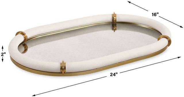 Uttermost® Cyprus Brass/White Oval Tray-2
