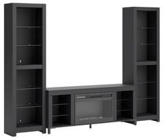 Signature Design by Ashley® Cayberry 3-Piece Matte Black Entertainment Center with Electric Fireplace