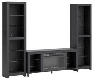 Signature Design by Ashley® Cayberry 3-Piece Matte Black Entertainment Center with Electric Fireplace