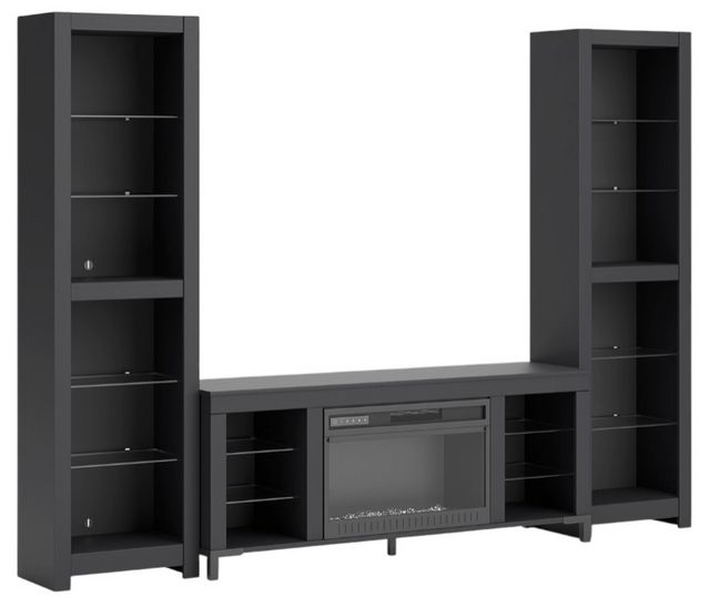 Signature Design by Ashley® Cayberry 3-Piece Matte Black Entertainment Center with Electric Fireplace-0