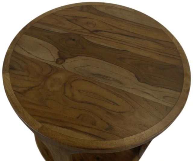 International Furniture Direct Balam Stained Brown Round Chairside Table-2