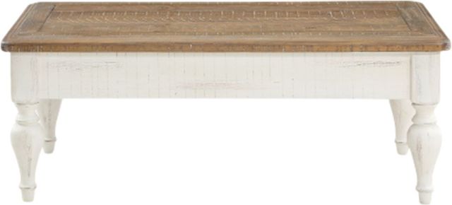 Winners Only® Augusta Rustic Brown Top Coffee Table with White Base-3